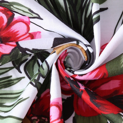 Robe Fleurie Tropicale Mi-Longue Évasée <br> Grandes Tailles