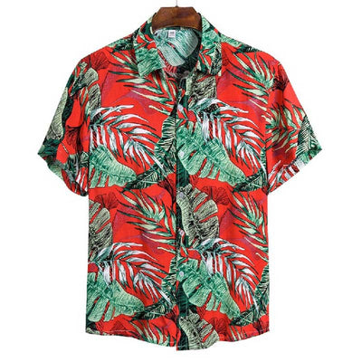 Chemise Hawaienne Rouge et Jungle