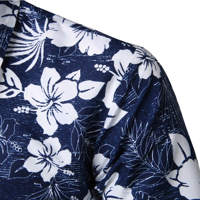 Chemise Hawaienne Bleue 'Orchidées Marines'